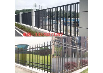 商品房小區外墻鐵藝護欄批發 黑色三橫桿柵欄 圍墻防爬欄桿廠家